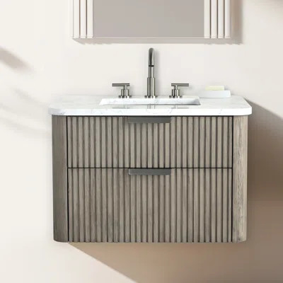 Liljan 30'' Wall-Mounted Single Bathroom Vanity with Engineered Stone Top | Wayfair North America