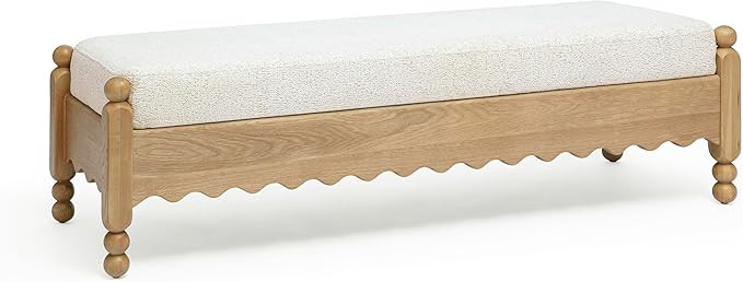 Tov Furniture Thelma Cream Performance Basketweave Bench | Amazon (US)