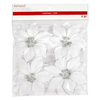 White & Silver Poinsettia on Wire Stems by Ashland® | Michaels Stores