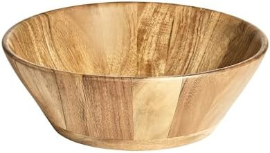 Natural Wood Grain Large Angled Salad Bowl – Elegant & Functional Home Tableware | Amazon (US)