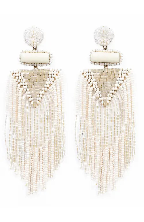 Deepa Gurnani Jody Beaded Tassel Earrings in Ivory at Nordstrom | Nordstrom