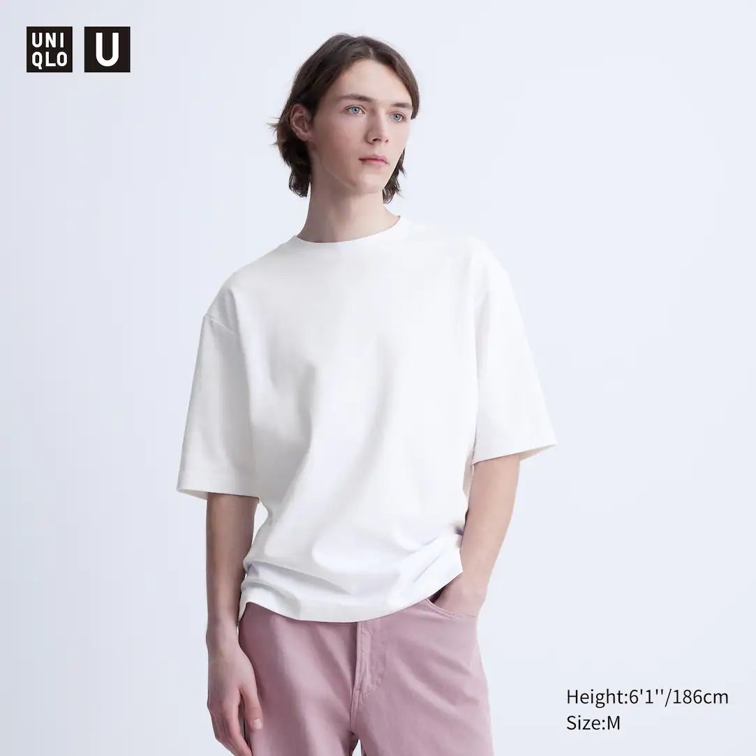 AIRISM COTTON OVERSIZED CREW NECK HALF SLEEVED T-SHIRT | UNIQLO (UK)