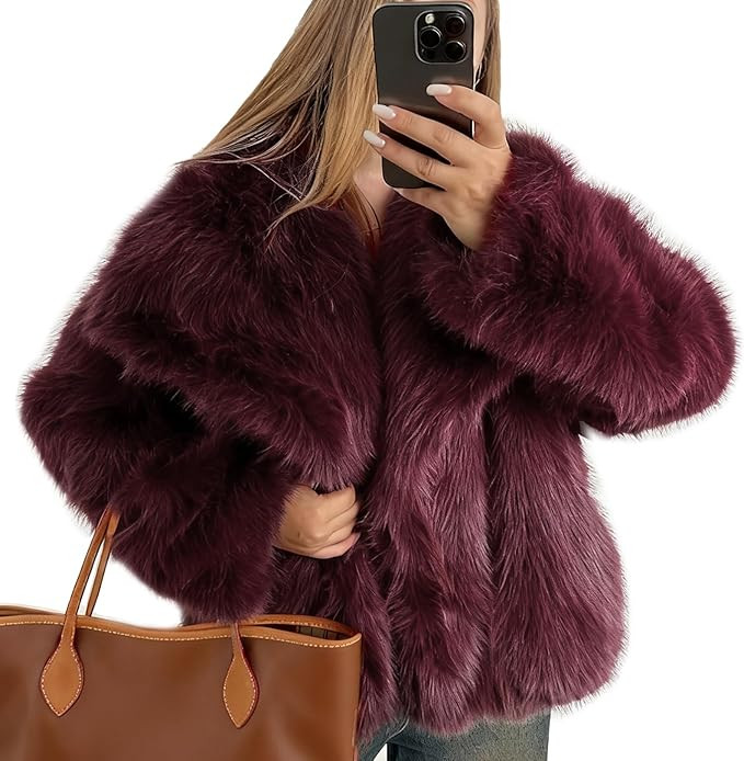 Flygo Women's Faux Fur Coat Fluffy Faux Fur Jacket Long Sleeve Lapel Furry Winter Jackets Shaggy ... | Amazon (US)