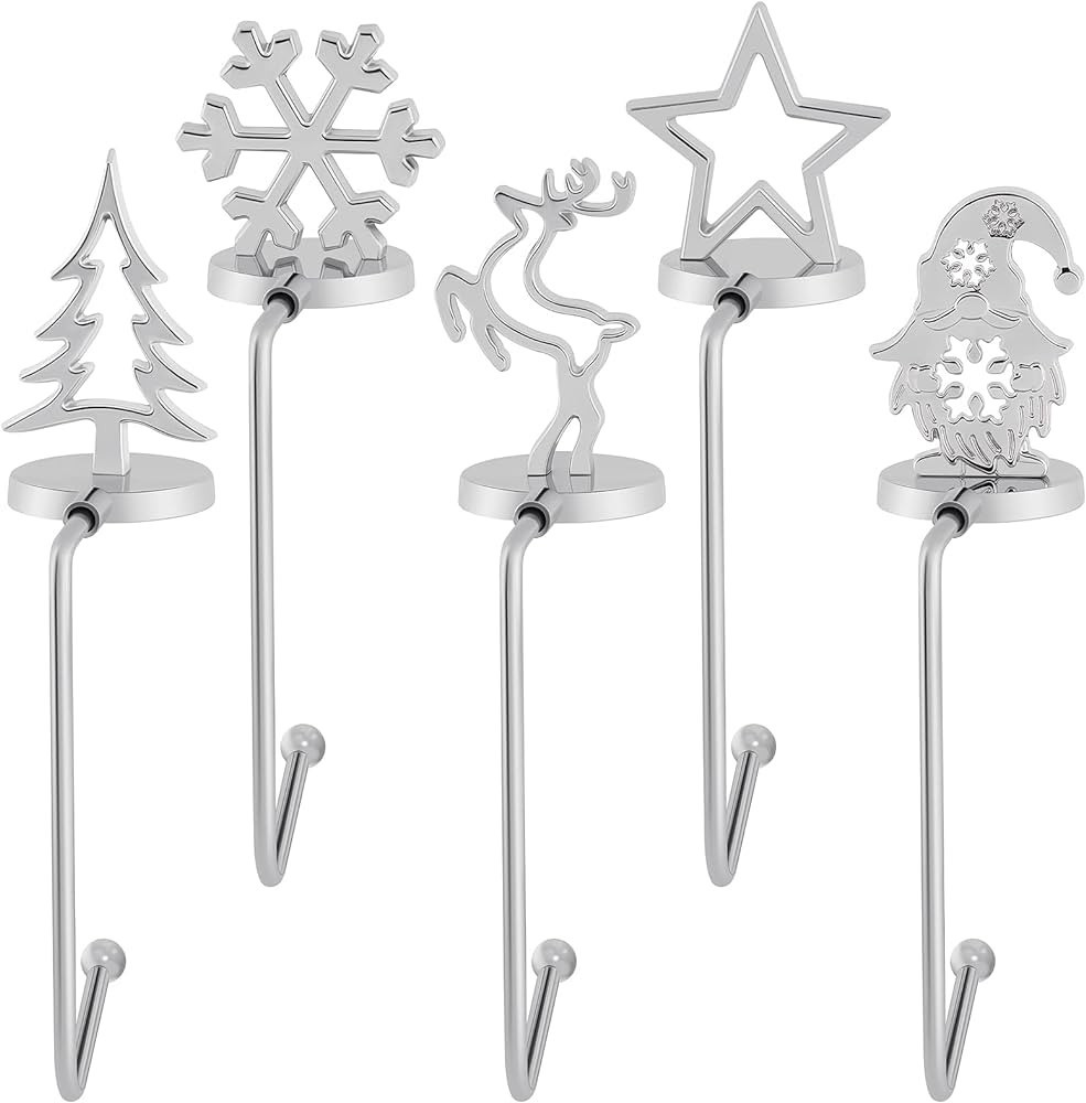 URATOT Pack of 5 Christmas Stocking Holders Mantel Stocking Hangers Fireplace Stocking Hooks in 5... | Amazon (US)