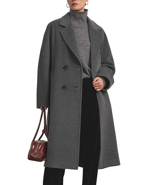 Flygo Womens Long Pea Coat Notch Lapel Double Breasted Trench Coat Fall Winter Overcoat Long Jack... | Amazon (US)