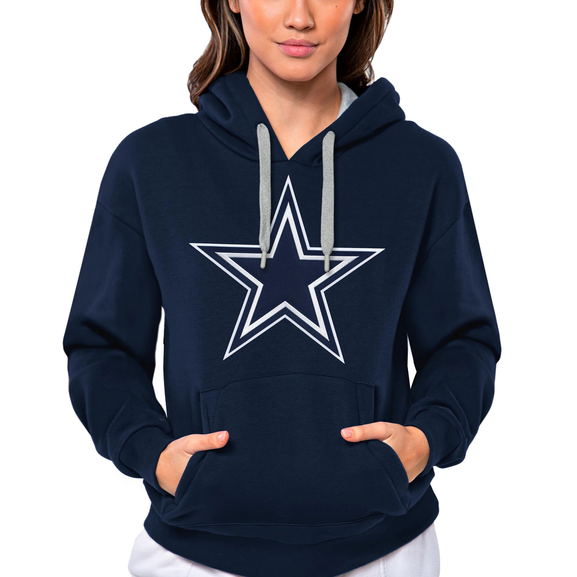 Women's Dallas Cowboys Antigua Navy Victory Logo Pullover Hoodie | NFL Shop