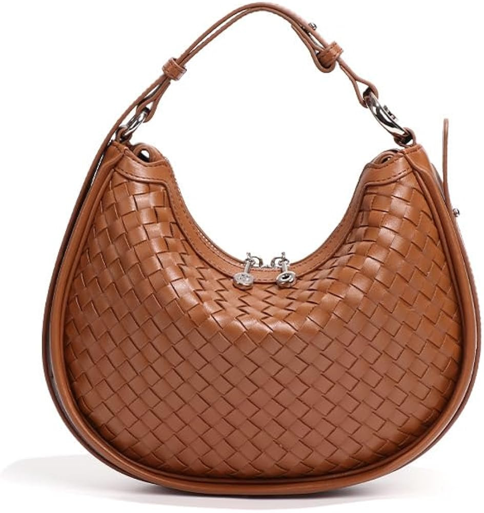 Leather Woven Bag with Adjustable Straps, Spacious & Organized. Versatile Crescent Bag, Crossbody... | Amazon (US)