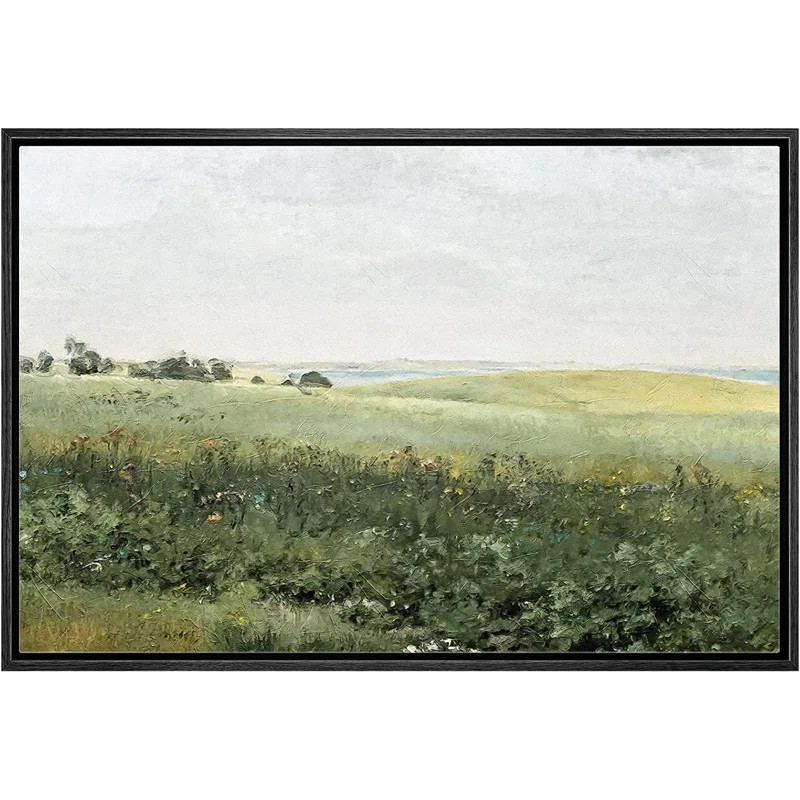Green Meadow Hillside With Plants And Flowers Nature - Painting on Canvas | Wayfair North America