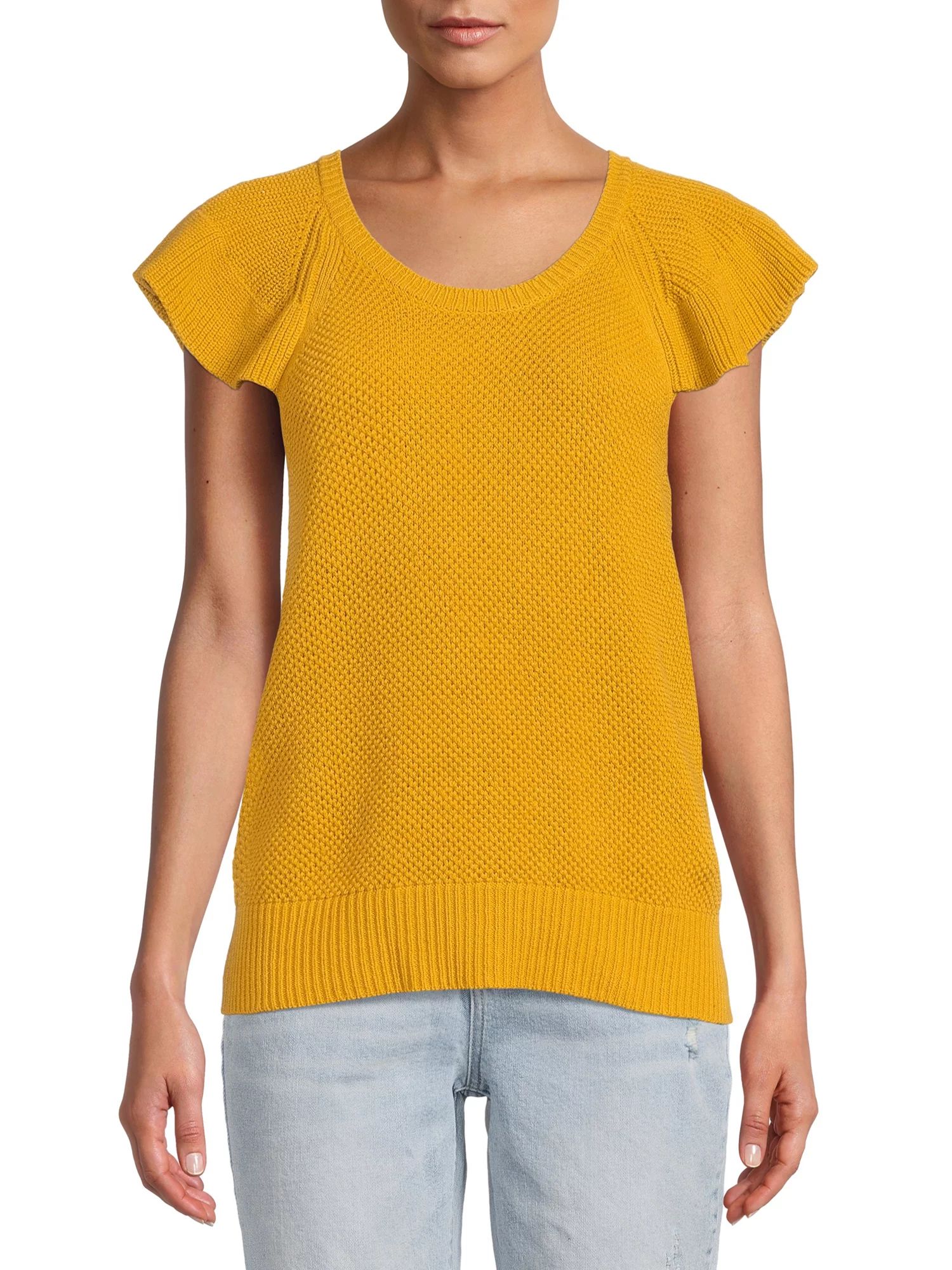 Time and Tru Women's Flutter Sleeve Sweater | Walmart (US)