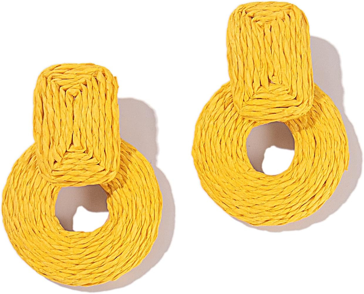 Statement Raffia Earrings Cute Boho Earrings Rattan Dangle Earrings Handmade Straw Wrap Earrings ... | Amazon (US)