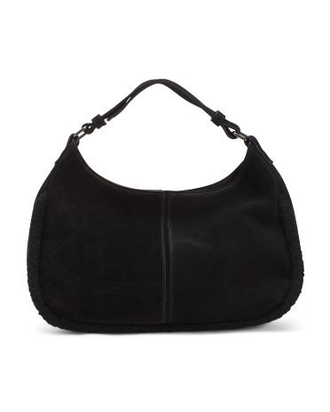 Made In Italy Suede Hobo With Faux Fur Stitching | TJ Maxx
