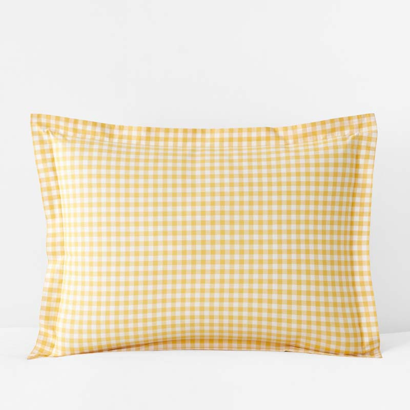 Gingham Classic Cool Organic Cotton Percale Sham - Yellow, Size Standard | The Company Store | The Company Store