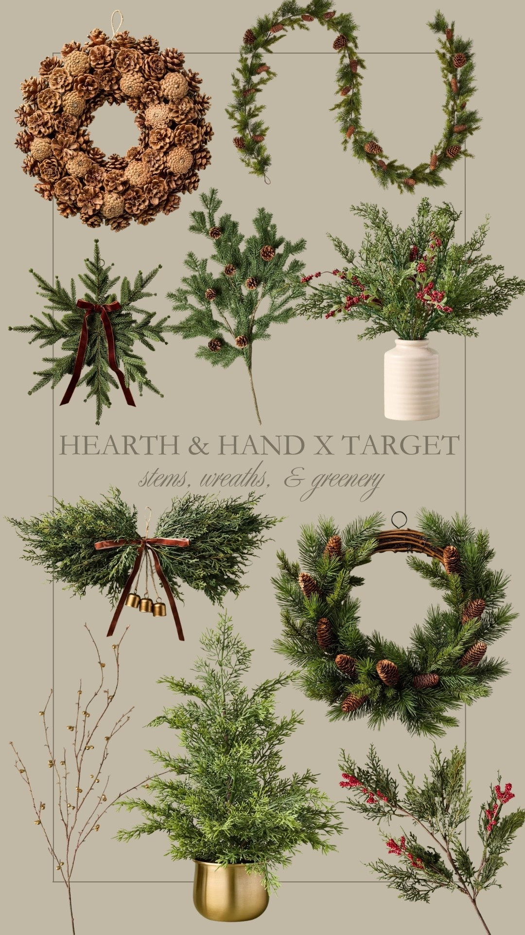 Hearth & Hand holiday stems, wreaths, and garland 🌲 Love these Target Christmas decor finds!