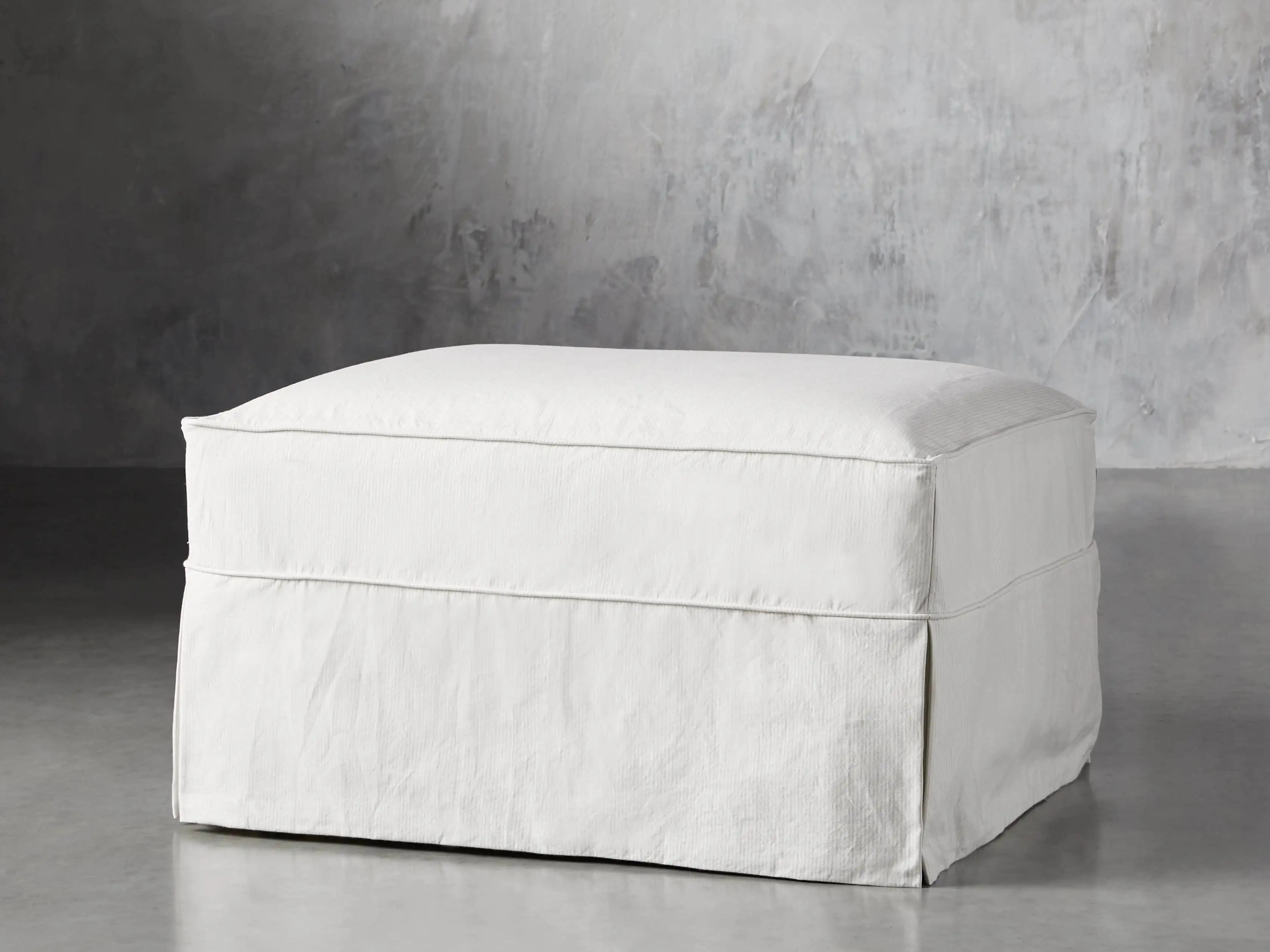 Baldwin Slipcovered Ottoman | Arhaus