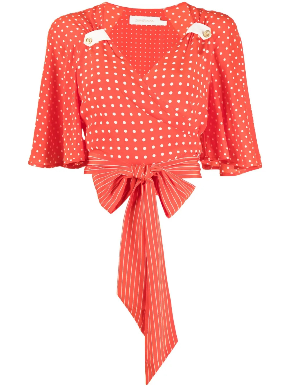 ZIMMERMANN Polka Dot bow-fastening Silk Top | Red | FARFETCH | Farfetch Global