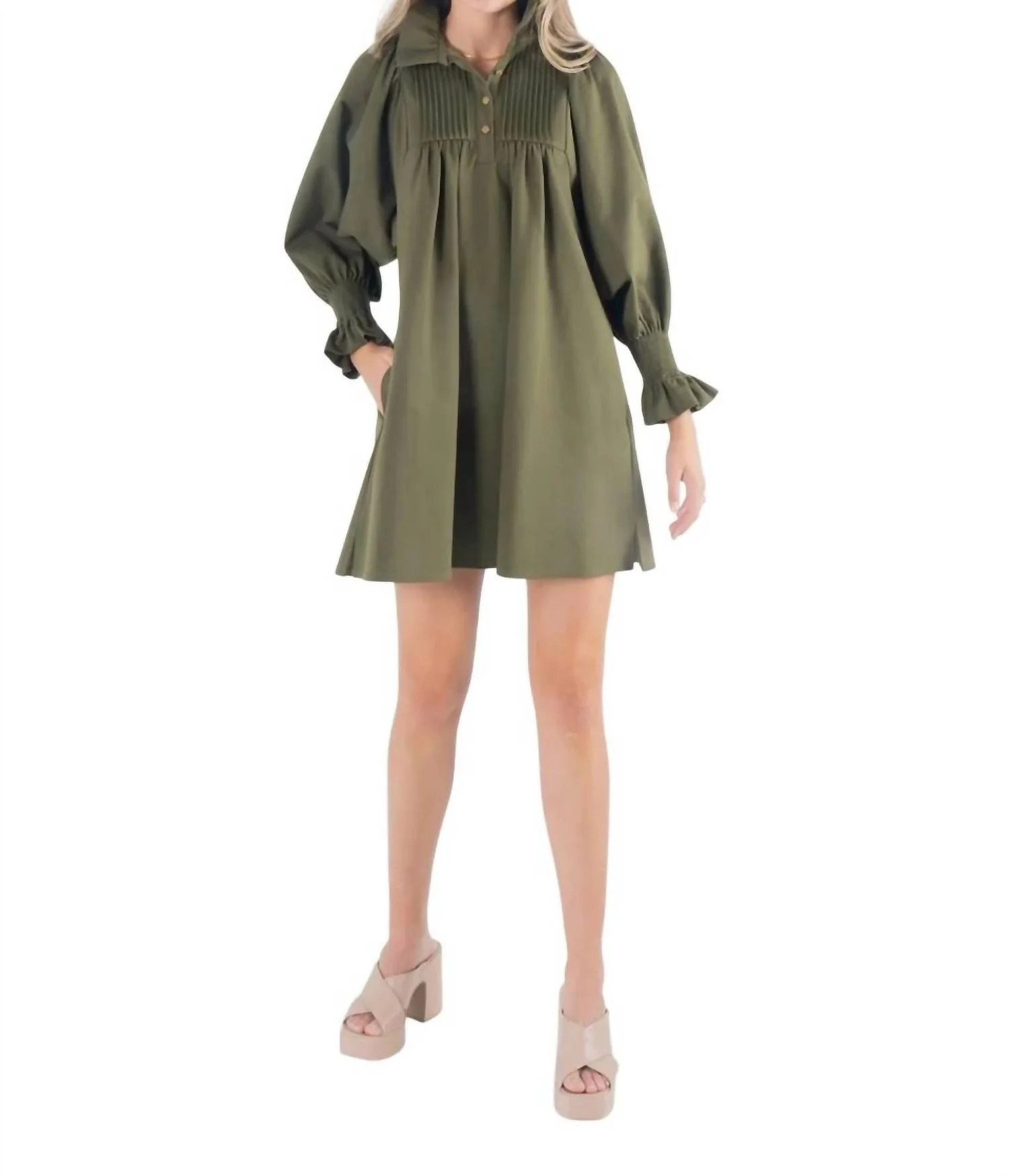 Charlotte Dress In Olive Night | Shop Simon