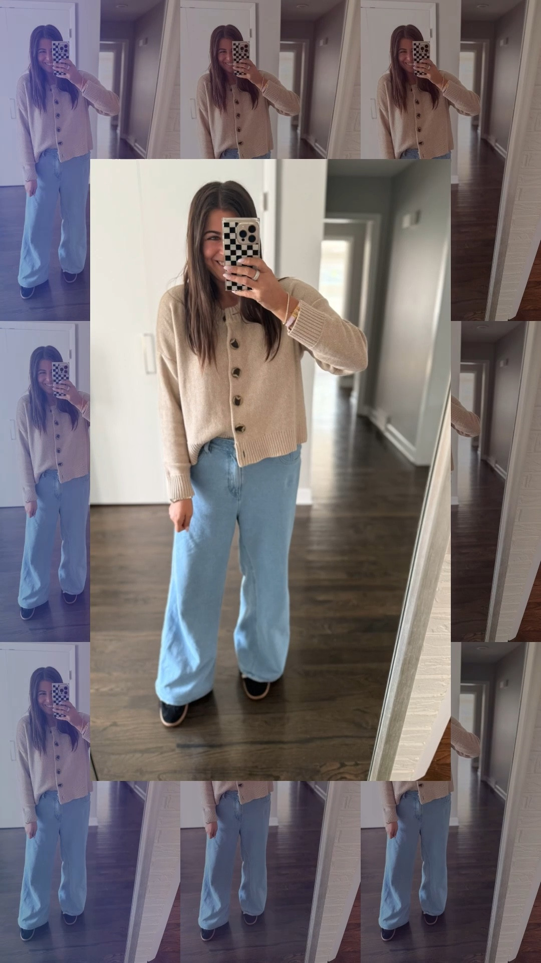 Obsessed with this cardigan! These jeans are actually sweatpants! Levi picked out my mules and I love!!! 

#LTKStyleTip #LTKOver40 #LTKMidsize