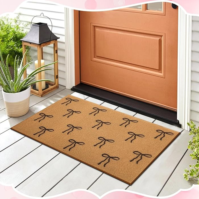 Black Bow Doormat 17 x 30 Inch Outdoor Bowknot Front Door Mat Artificial Coir Rug with Non-Slip B... | Amazon (US)
