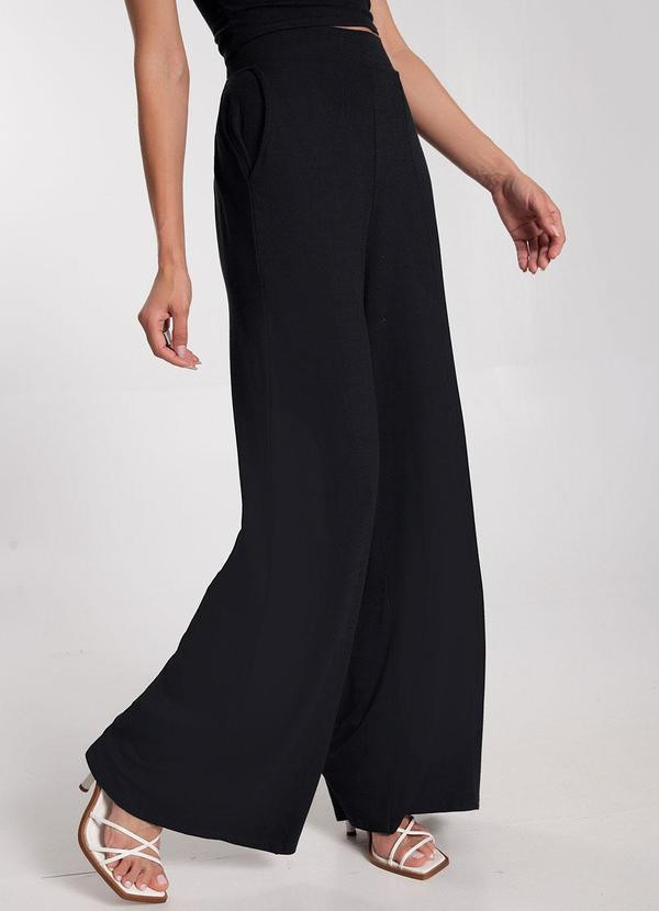 Lunender - Calça Wide Leg em Malha com Bolsos Preto | Posthaus (BR)