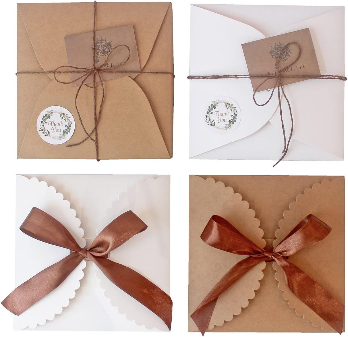 Yimi's Dream Premium Paper Gift Box 8x8x4 Inches, White & Brown Gift Boxes with Lids for Presents... | Amazon (US)