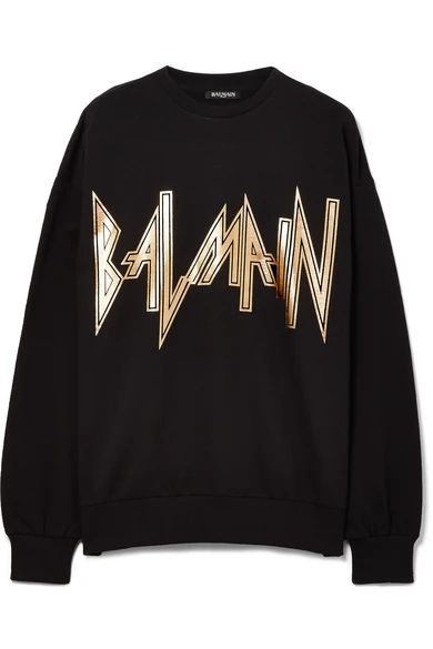 Balmain - Oversized Printed Cotton-jersey Sweatshirt - Black | NET-A-PORTER (UK & EU)