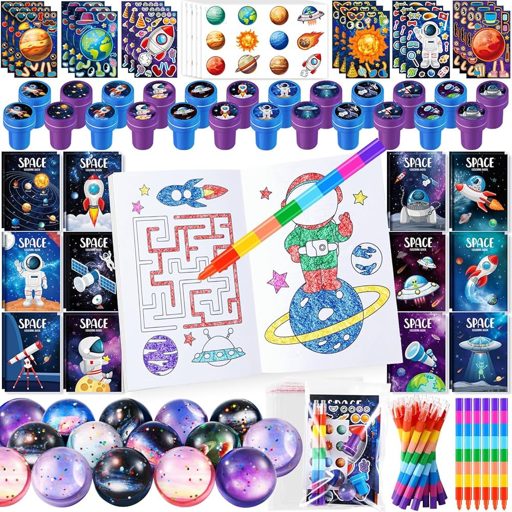BenLouis 84Pcs Outer Space Themed Party Favors Space Alien Coloring Books Crayons Sticker Stamper... | Amazon (US)
