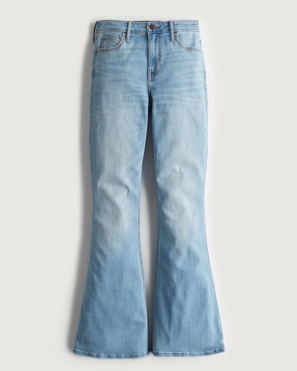 Women's High-Rise Light Wash Flare Jeans | Women's Bottoms | HollisterCo.com | Hollister (US)