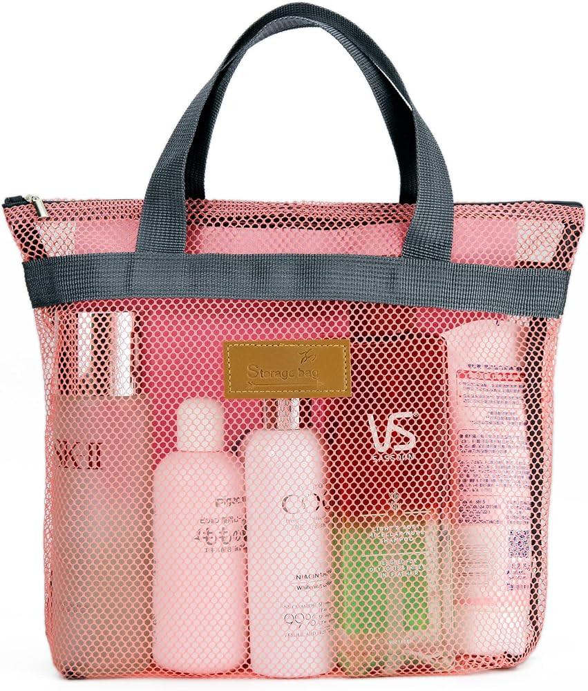 Mesh Shower Caddy Bag Portable Hanging Toiletry and Bath Organizer with Zipper for Travel, Gym, C... | Amazon (US)
