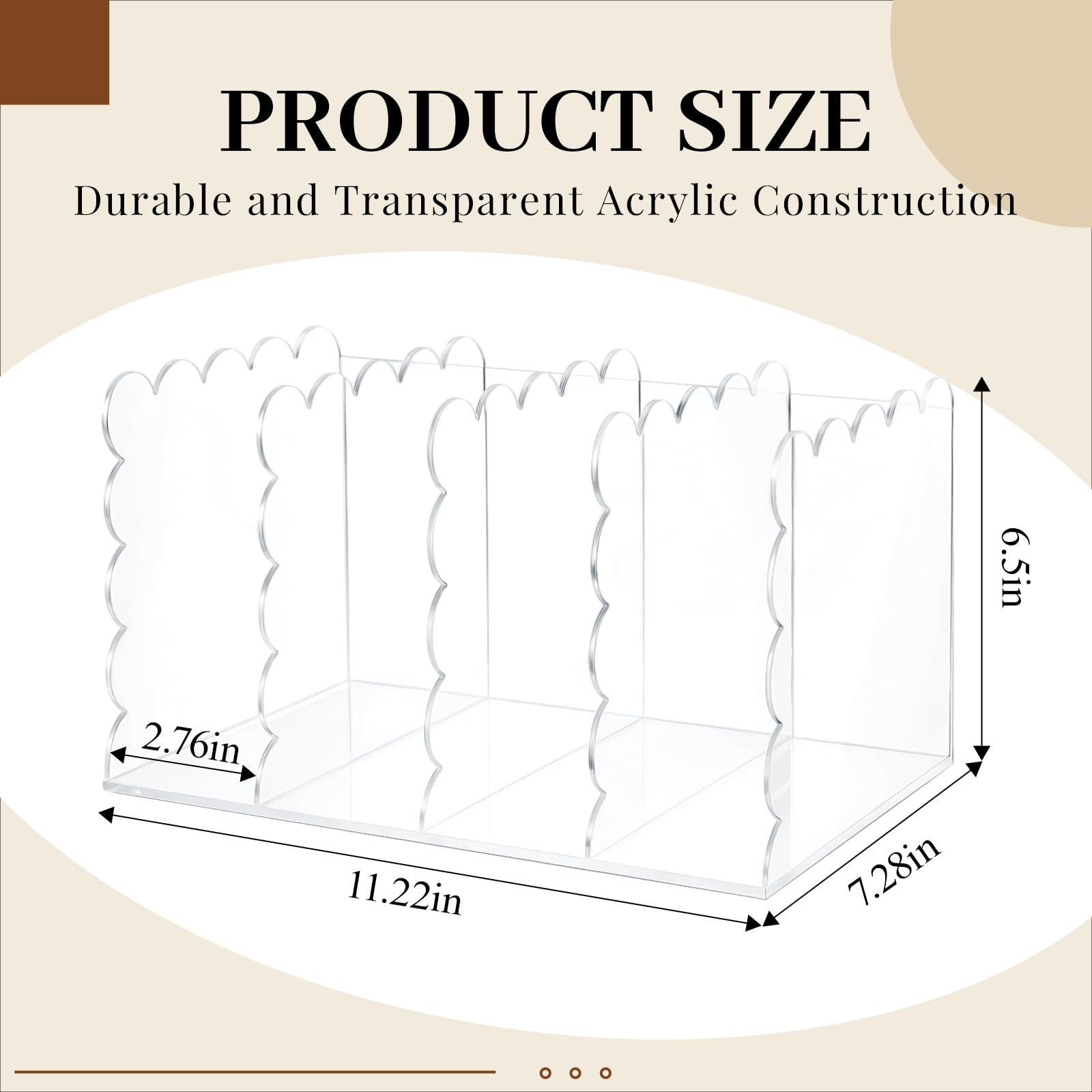 AmazingSpark Scalloped Acrylic Book Holder for Desk with 4 Vertical Compartments 11.22 x 7.28 x 6... | Amazon (US)