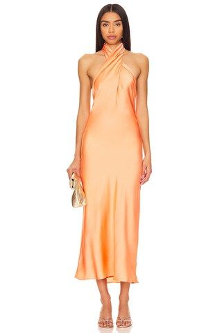 Jasmine Halter Midi Dress in Cantaloupe | Revolve Clothing (Global)