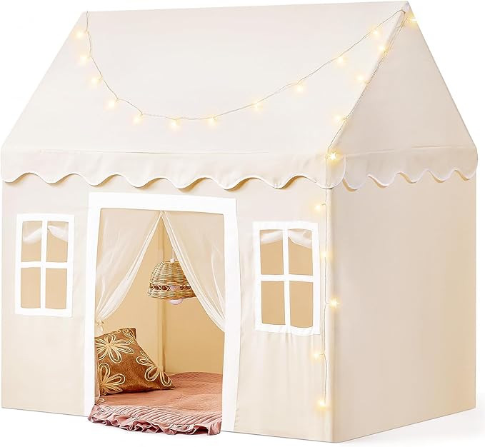 Tiny Land Play Tent with Padded Mat & LED Lights, Kids Tent, Playhouse for Kids, Indoor Bed Tent ... | Amazon (US)
