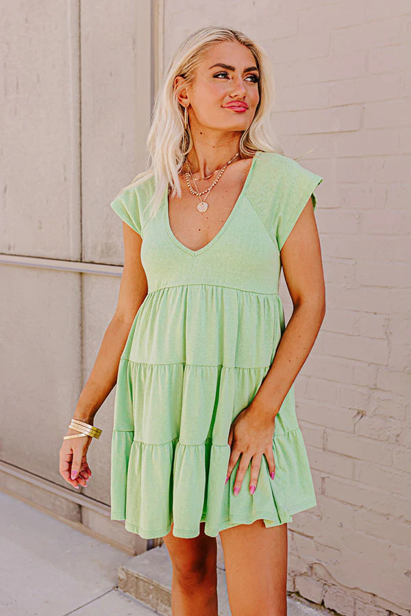 Calm Retreat Babydoll Dress In Lime | Impressions Online Boutique