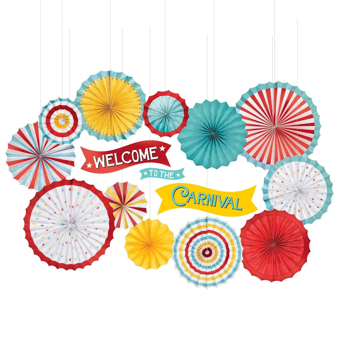 Carnival Party Decoration Kit, Paper Fans, Circus Birthday Decorations, Circus Party Decor, Circu... | Etsy (US)
