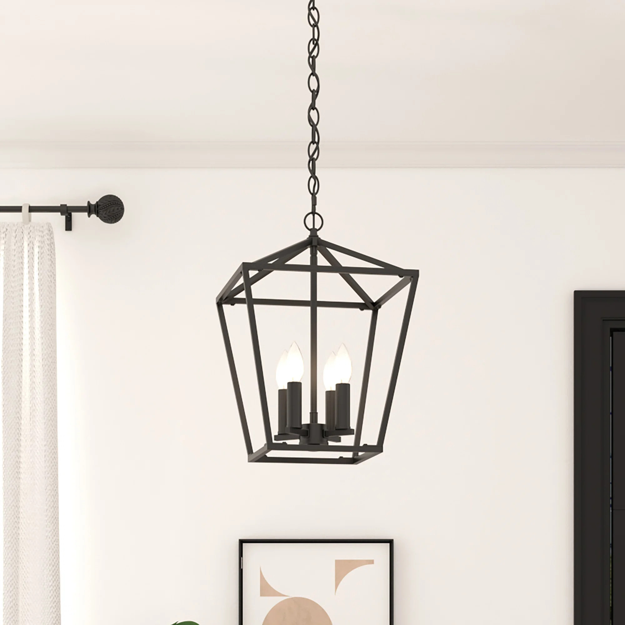 Allis 4 - Light Steel Dimmable Geometric Lantern Dining Room Chandelier | Wayfair North America