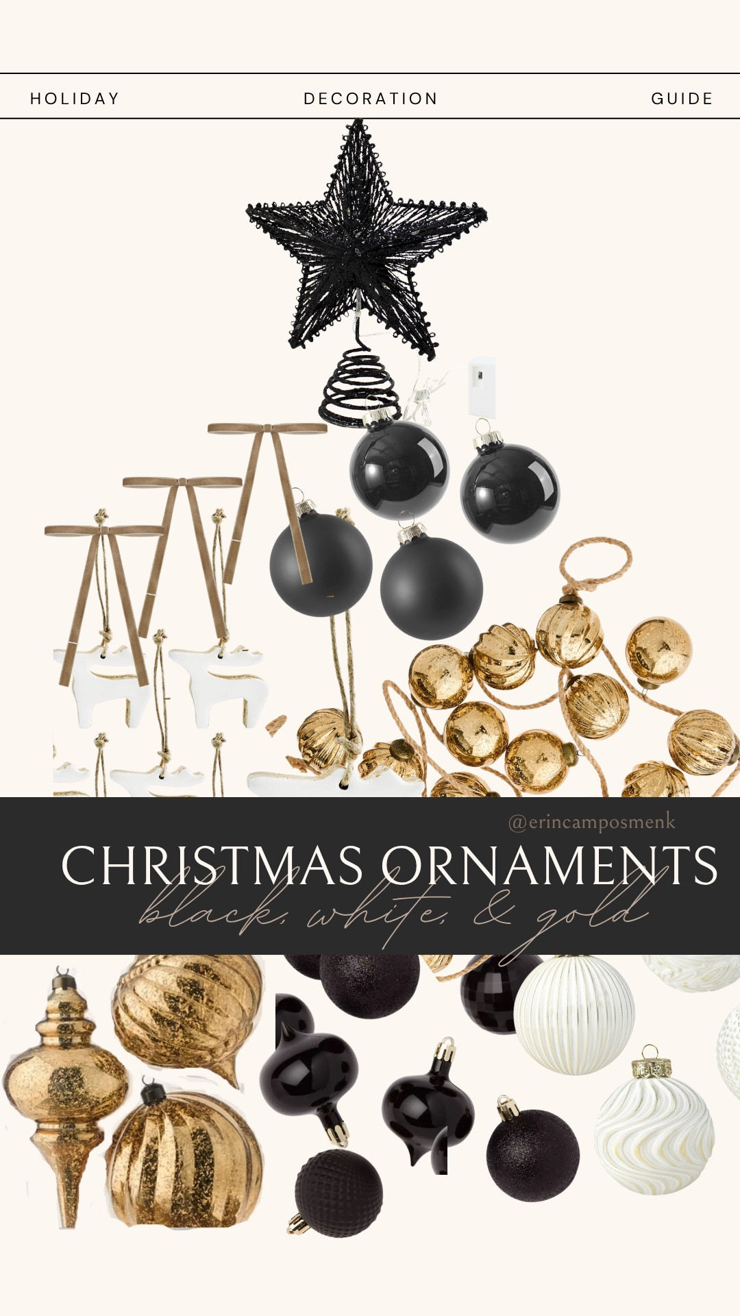I’m about to start decorating for Christmas 🎄 so I’ve been mapping out my tree ornaments first! Yes… I actually lay them all out on my computer to see how everything looks together — anyone else do this or am I the only crazy one? 😅

It saves me from buying things that don’t match (and all the returns that follow). This year’s theme is black, white, and gold, with touches of reindeer — because no matter the color scheme, reindeer are always part of my holiday decor. 🦌✨

Linking everything I picked out below so you can plan your tree too! Can’t wait to show you all how it turns out! 

#LTKSeasonal #LTKHome #LTKHoliday