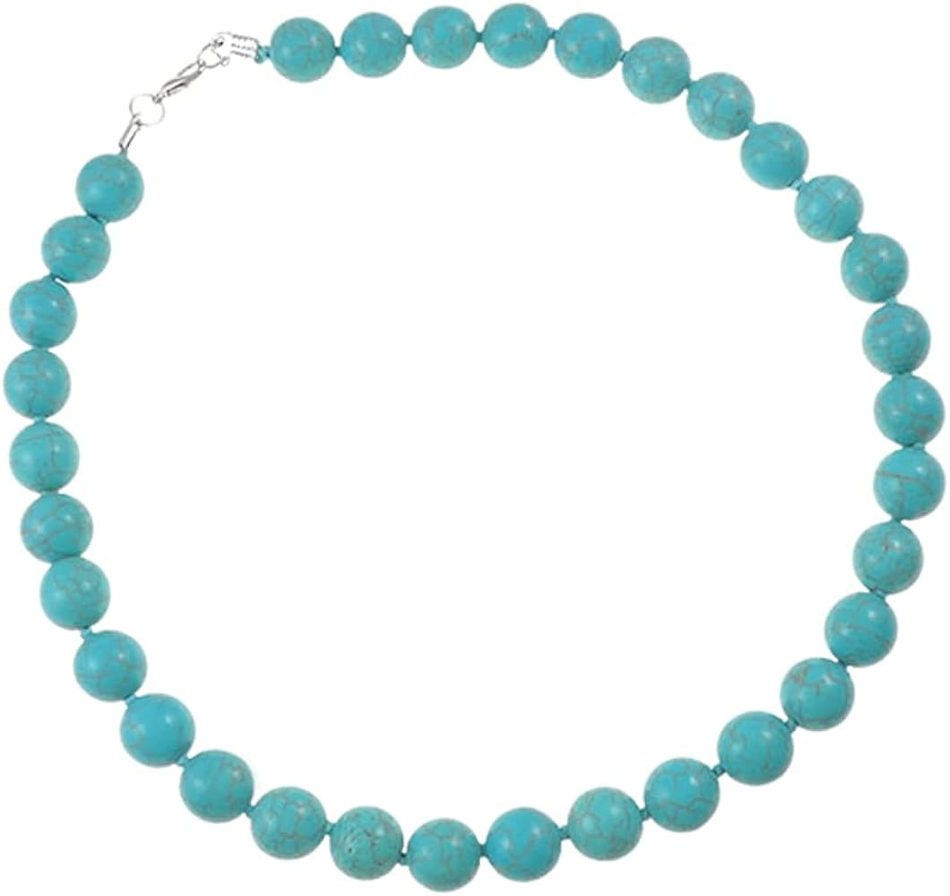 Treasure Bay 12mm Natural Gemstone Beaded Necklace For Women | Amazon (UK)