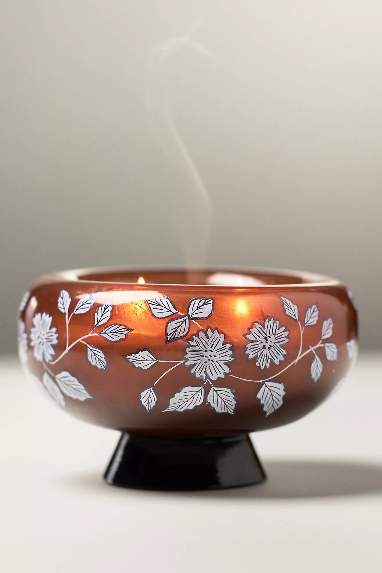 Fruity Honeycrisp & Oakwood Handpainted Pedestal Glass Candle | Anthropologie (US)