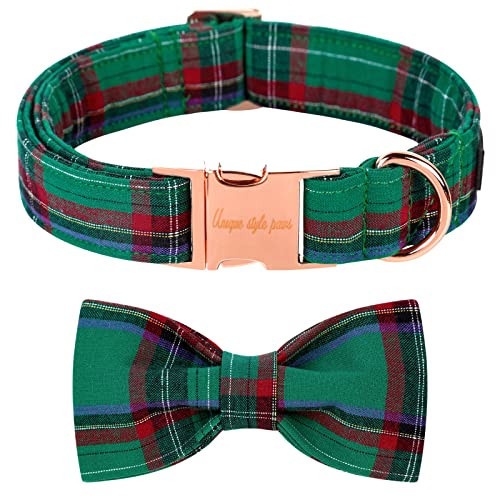 Unique style paws Dog Collar with Bow Tie Christmas Dog Collar for Small Medium Large Dogs with Adjustable Metal Buckle -L | Amazon (US)