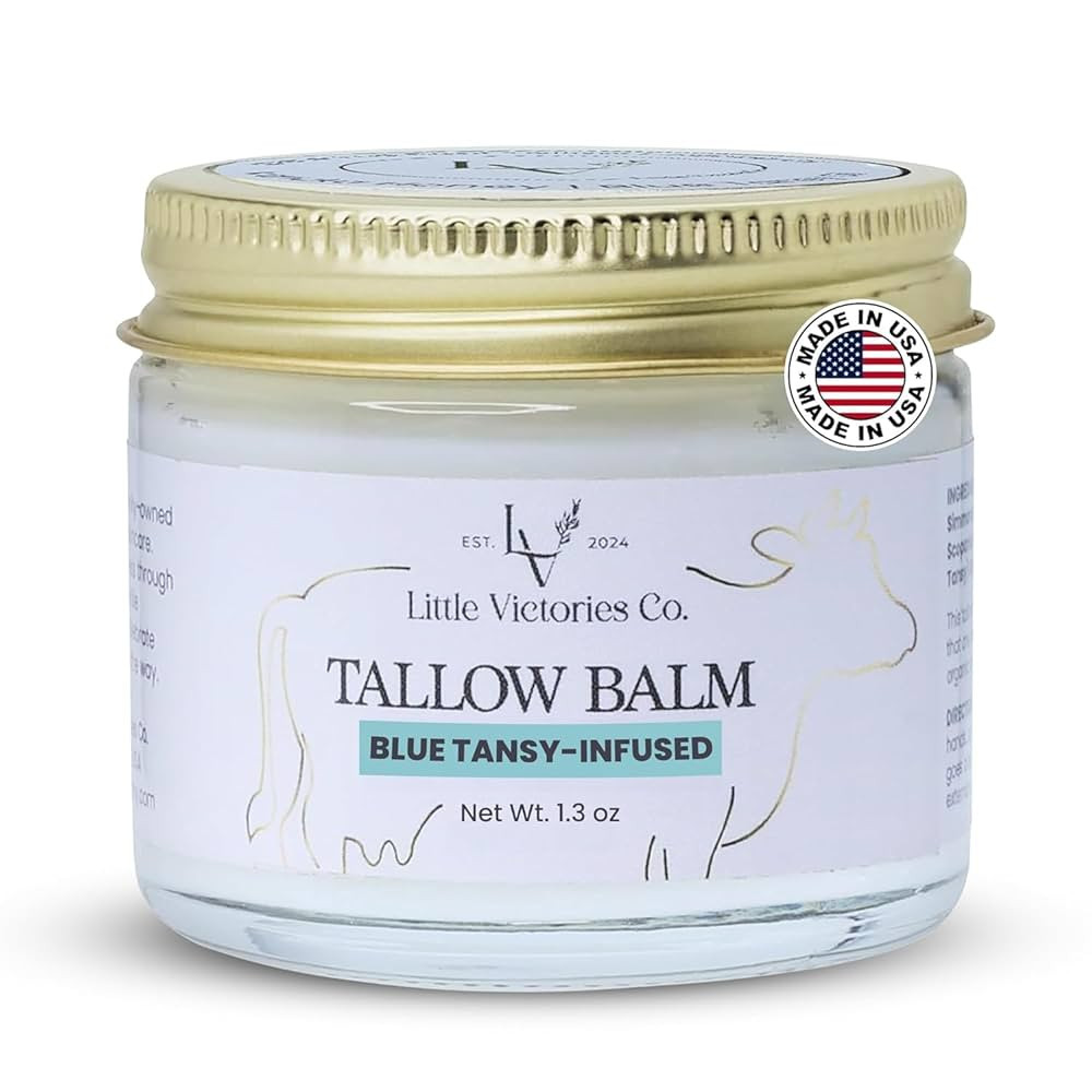 100% Grass Fed Beef Tallow for Skin - Whipped Moisturizer w/Manuka Honey (Blue Tansy) | Amazon (US)