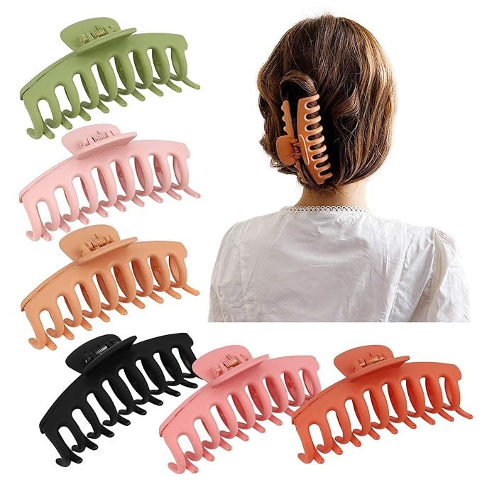 6Pcs Claw Clip for Women Hair Claw Clips Large Claw Hair Clips Nonslip Strong Hold Hair Clips for... | Amazon (US)