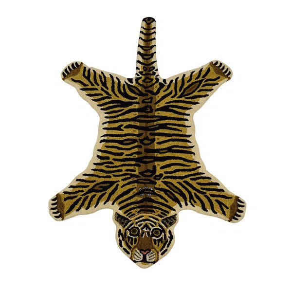 Wappinger Animal Print Handmade Tufted Wool Yellow Area Rug | Wayfair North America