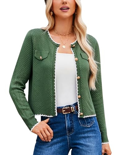 GRACE KARIN Women's Cardigans 2024 Button Down Knit Sweater Contrast Color Lightweight Lady Jacke... | Amazon (US)