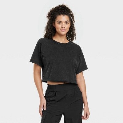 Women's Cropped Boxy T-Shirt - JoyLab™ Black S | Target