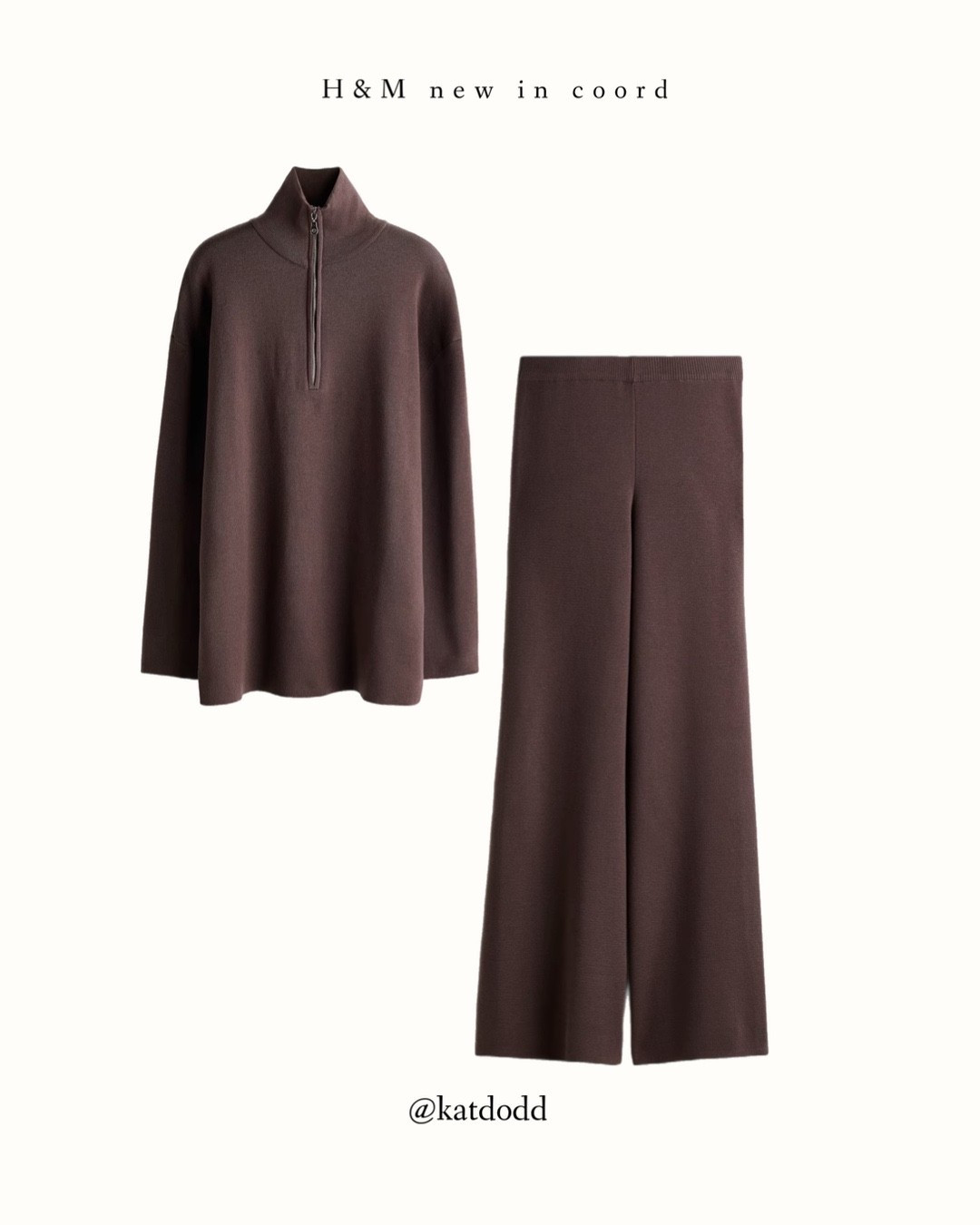 Omg run!! This will sell out because how gorgeous is this set 😍🤍


H&M new in knitted coord half zip knitted jumper knitted trousers taupe Ugg autumn winter outfit inspo

#LTKuk #LTKautumn #LTKstyletip