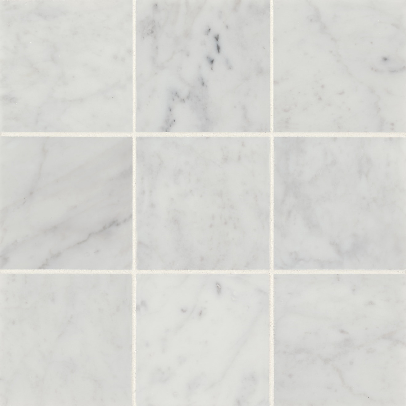 Monet 4" x 4" Honed Marble Decorative Tile in White Carrara | Bedrosians Tile and Stone