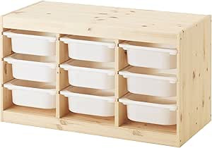 Ikea TROFAST storage combination with boxes, 93x44x52 cm, light white stained pine/white | Amazon (US)