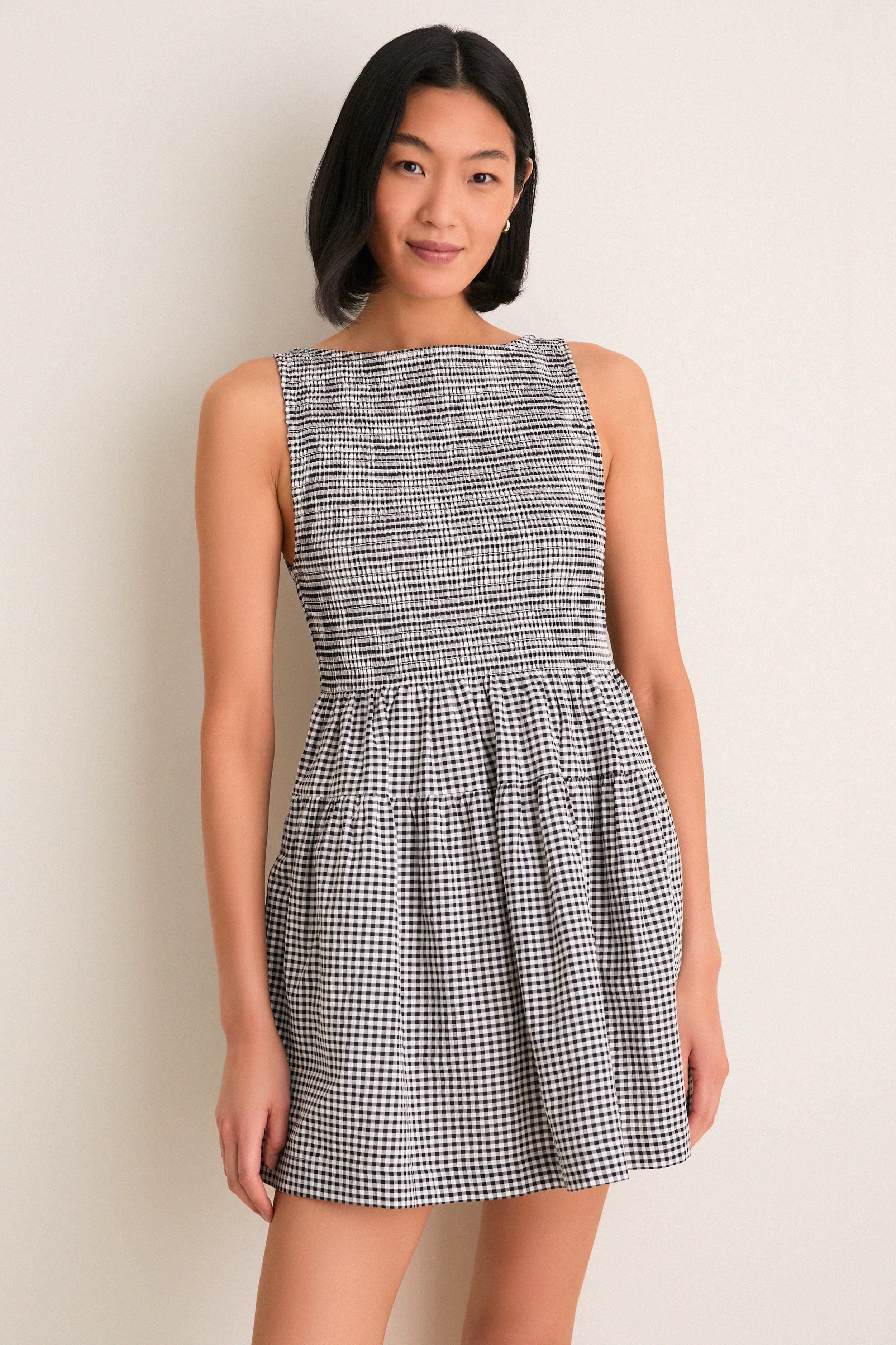 Black and Sand Gingham Cosima Mini Nap Dress | Tuckernuck (US)