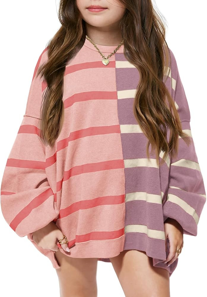 Meikulo Girls Striped Color Block Pullover Sweaters Kids Oversized Fashion Knit Sweater Clothes 5... | Amazon (US)
