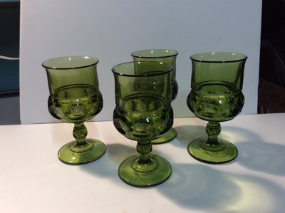 Indiana Depression Glass MCM Vintage Green Water Goblet  5 1/2"  tall   Set of 4  | eBay | eBay US