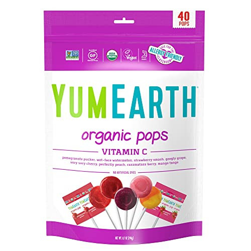 organic assorted flavors vitamin c lollipops 40 ct / 1 bag (40 pops) | Amazon (US)
